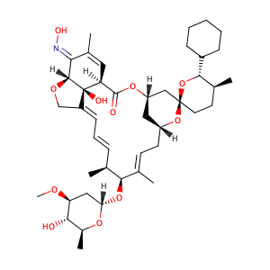 25-Cyclohexyl-4'-O-de(2,6-dideoxy-3-O-methyl-α-L-arabino-hexopyranosyl)-5-demethoxy-25-de(1-methylpropyl)-22,23-dihydro-5-(hydroxyimino)avermectin A1a,CAS No. 165108-07-6.