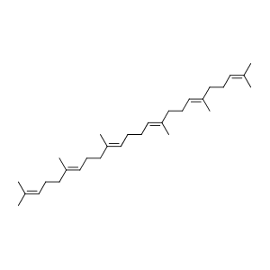 (6E,10E,14E,18E)-2,6,10,15,19,23-hexamethyltetracosa-2,6,10,14,18,22-hexaene,CAS No. 111-02-4.