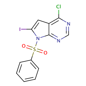 4-chloro-6-iodo-7-(phenylsulfonyl)-7H-pyrrolo[2,3-d]pyrimidine,CAS No. 876343-09-8.