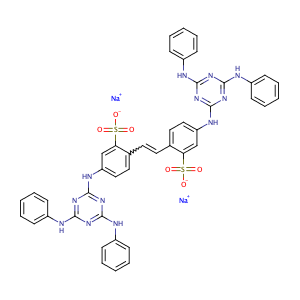 Benzenesulfonic acid, 2,2\'-(1,2-ethenediyl)bis[ 5-[[4,6-bis(phenylamino)-1,3,5-triazin-2-yl]amino ]-, disodium salt,CAS No. 133-66-4.