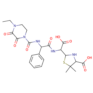 (4S)-2t-{(R)-carboxy-[(R)-2-(4-ethyl-2,3-dioxo-piperazine-1-carbonylamino)-2-phenyl-acetylamino]-methyl}-5,5-dimethyl-thiazolidine-4r-carboxylic acid,CAS No. 64817-22-7.