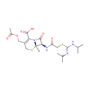3-(acetyloxymethyl)-7-[[2-[N,N'-di(propan-2-yl)carbamimidoyl]sulfanylacetyl]amino]-8-oxo-5-thia-1-azabicyclo[4.2.0]oct-2-ene-2-carboxylic acid,CAS No. 33075-00-2.