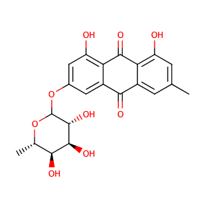 Frangula-emodin-6-L-rhamnosid,CAS No. 521-62-0.