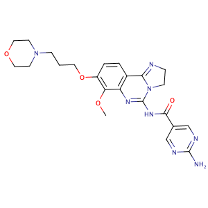 2-amino-N-[7-methoxy-8-(3-morpholin-4-ylpropoxy)-2,3-dihydroimidazo-[1,2-c]quinazolin-5-yl]pyrimidine-5-carboxamide,CAS No. 1032568-63-0.