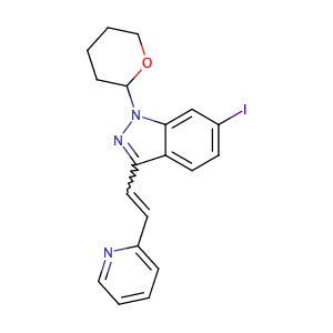 (E)-6-Iodo-3-[2-(pyridin-2-yl)ethenyl]-1-(tetrahydro-2H-pyran-2-yl)-1H-indazole,CAS No. 886230-77-9.