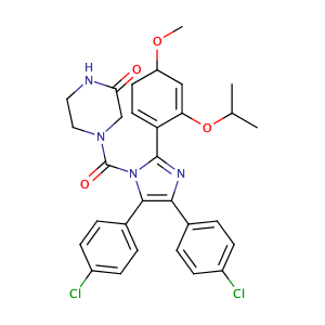 4-[[4,5-Bis(4-chlorophenyl)-4,5-dihydro-2-[4-methoxy-2-(1-methylethoxy)phenyl]-1H-imidazol-1-yl]carbonyl]-2-piperazinone,CAS No. 890090-75-2.