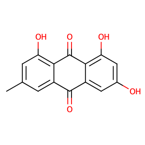 Emodin,CAS No. 518-82-1.