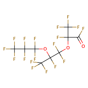 9-(3,6-Bis(trifluoromethyl)-1,4-dioxan-2-yl)-2,2,3,3,4,4,5,5,6,6-decafluorononanoyl fluoride,CAS No. 2641-34-1.