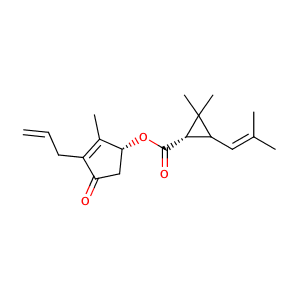 (1RS)-trans-chrysanthemumic acid-((RS)-3-allyl-2-methyl-4-oxo-cyclopent-2-enyl ester),CAS No. 584-79-2.