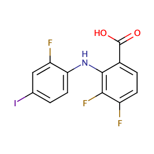 3,4-difluoro-2-(2-fluoro-4-iodo-phenylamino)-benzoic acid,CAS No. 391211-97-5.