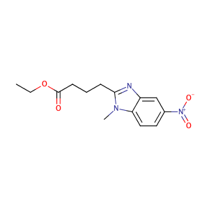 Ethyl 4-(1-methyl-5-nitro-1H-benzo[d]imidazol-2-yl)butanoate,CAS No. 3543-72-4.