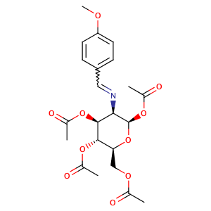Acetic acid 4,5-diacetoxy-6-acetoxyMethyl-3-[(4-Methoxy-benzylidene)-aMino]-tetrahydro-pyran-2-yl ester,CAS No. 7597-81-1.