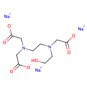 Glycine, N-[2-[bis(carboxymethyl)amino] ethyl]-N-(2-hydroxyethyl)-, trisodium salt,CAS No. 139-89-9.
