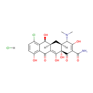Demethylchlortetracycline hydrochloride,CAS No. 64-73-3.