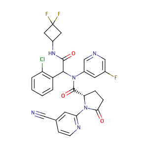 1-(4-cyano-2-pyridinyl)-5-oxo-L-prolyl-2-(2-chlorophenyl)-N-(3,3-difluorocyclobutyl)-N2-(5-fluoro-3-pyridinyl)-Glycinamide ,CAS No. 1448346-63-1.