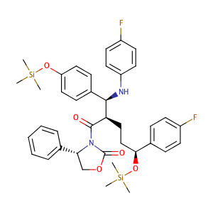 (S)-3-((2R,5S)-5-(4-Fluorophenyl)-2-((S)-((4-fluorophenyl)amino)(4-((trimethylsilyl)oxy)phenyl)methyl)-5-((trimethylsilyl)oxy)pentanoyl)-4-phenyloxazolidin-2-one,CAS No. 272778-12-8.