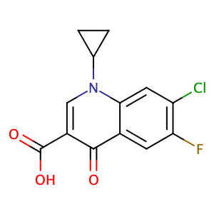7-Chloro-1-cyclopropyl-6-fluoro-1,4-dihydro-4-oxoquinoline-3-carboxylic acid,CAS No. 86393-33-1.