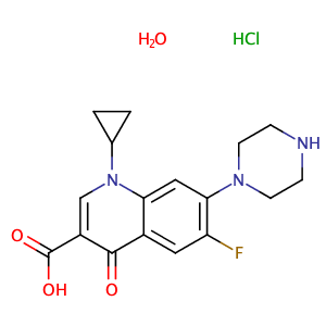 Ciprofloxacin hydrochloride hydrate,CAS No. 86393-32-0.
