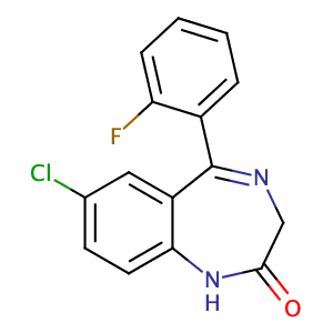 7-Chloro-5-(2-fluorophenyl)-1H-benzo[e][1,4]diazepin-2(3H)-one,CAS No. 2886-65-9.