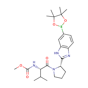 N-[(1S)-2-methyl-1-[[(2S)-2-[6-(4,4,5,5-tetramethyl-1,3,2-dioxaborolan-2-yl)-1H-benzimidazol-2-yl]-1-pyrrolidinyl]carbonyl]propyl]-Carbamic acid methyl ester,CAS No. 1228552-50-8.