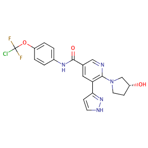 N-[4-(chlorodifluoromethoxy)phenyl]-6-[(3R)-3-hydroxy-1-pyrrolidinyl]-5-(1H-pyrazol-3-yl)-3-Pyridinecarboxamide,CAS No. 1492952-76-7.