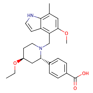 4-((2S,4S)-4-ethoxy-1-((5-methoxy-7-methyl-1H-indol-4-yl)methyl)piperidin-2-yl)benzoic acid,CAS No. 1644670-37-0.