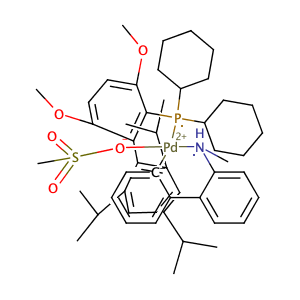 (SP-4-3)-[Dicyclohexyl[3,6-dimethoxy-2',4',6'-tris(1-methylethyl)[1,1'-biphenyl]-2-yl]phosphine-κP](methanesulfonato-κO)[2'-(methylamino-κN)[1,1'-biphenyl]-2-yl-κC]palladium,CAS No. 1599466-83-7.