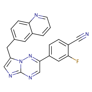 2-fluoro-4-(7-(quinolin-6-ylmethyl)imidazo[1,2-b][1,2,4]triazin-2-yl)benzonitrile,CAS No. 1029714-87-1.