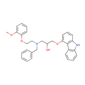 1-[benzyl[2(2-methoxyphenoxy)ethyl]amino]-3-(9H-carbazol-4-yloxy)propan-2-ol,CAS No. 72955-94-3.