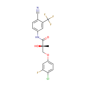 Propanamide, 3-(4-chloro-3-fluorophenoxy)-N-[4-cyano-3-(trifluoromethyl)phenyl]-2-hydroxy-2-methyl-, (2S)-,CAS No. 1010396-29-8.