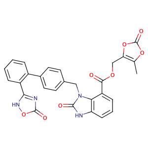(5-methyl-2-oxo-2H-1,3-dioxol-4-yl)methyl 2-oxo-3-{[2'-(5-oxo-2,5-dihydro-1,2,4-oxadiazol-3-yl)-[1,1'-biphenyl]-4-yl]methyl}-2,3-dihydro-1H-1,3-benzodiazole-4-carboxylate,CAS No. 1417576-00-1.