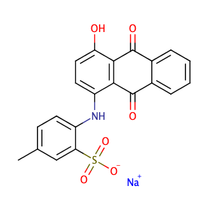 Benzenesulfonic acid, 2-[(9,10-dihydro-4-hydroxy- 9,10-dioxo-1-anthracenyl)amino]-5-methyl-, monosodium salt,CAS No. 4430-18-6.