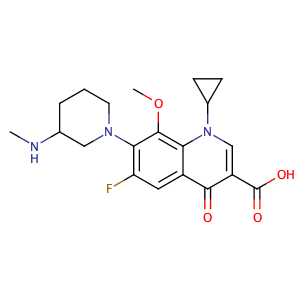 1-Cyclopropyl-6-fluoro-8-methoxy-7-(3-(methylamino)piperidin-1-yl)-4-oxo-1,4-dihydroquinoline-3-carboxylic acid,CAS No. 127294-70-6.