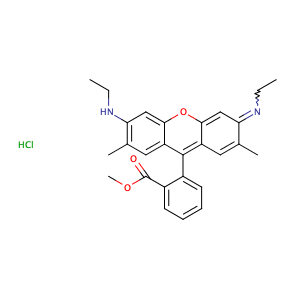 Xanthylium, 3,6-bis(ethylamino)-9-[2- (methoxycarbonyl)phenyl]-2,7-dimethyl-, chloride,CAS No. 3068-39-1.