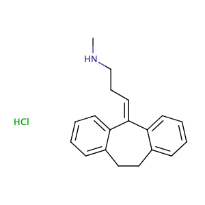 1-Propanamine, 3-(10,11-dihydro-5H-dibenzo[ a,d]cyclohepten-5-ylidene)-N-methyl-, hydrochloride,CAS No. 894-71-3.