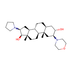 (2b,3a,5a,16b,17b)-2-(4-Morpholinyl)-16-(1-pyrrolidinyl)androstane-3,17-diol,CAS No. 119302-20-4.