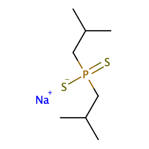 Phosphinodithioic acid, bis(2-methylpropyl)-, sodium salt,CAS No. 13360-78-6.