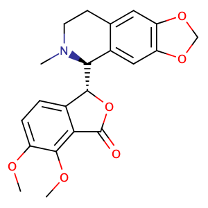 6,7-dimethoxy-3-(6-methyl-7,8-dihydro-5H-[1,3]dioxolo[4,5-g]isoquinolin-5-yl)-3H-2-benzofuran-1-one,CAS No. 118-08-1.