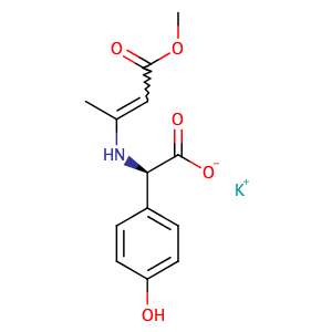 Potassium 2-(4-hydroxyphenyl)-2-((4-methoxy-4-oxobut-2-en-2-yl)amino)acetate,CAS No. 69416-61-1.