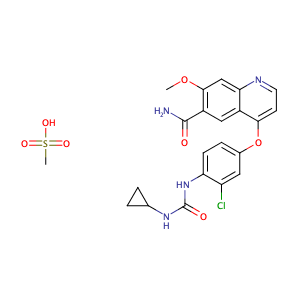 4-(3-chloro-4-(cyclopropylaminocarbonyl)aminophenoxy)-7-methoxy-6-quinolinecarboxamide methanesulfonate,CAS No. 857890-39-2.