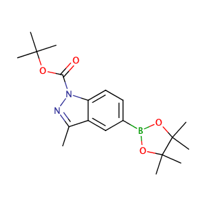 3-methyl-5-(4,4,5,5-tetramethyl-[1,3,2]dioxaborolan-2-yl)-indazole-1-carboxylic acid tert-butyl ester,CAS No. 864770-82-1.