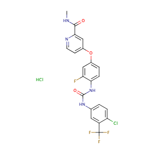 4-{4-[3-(4-chloro-3-trifluoromethylphenyl)-ureido]-3-fluorophenoxy}-pyridine-2-carboxylic acid methylamide hydrochloride,CAS No. 835621-07-3.